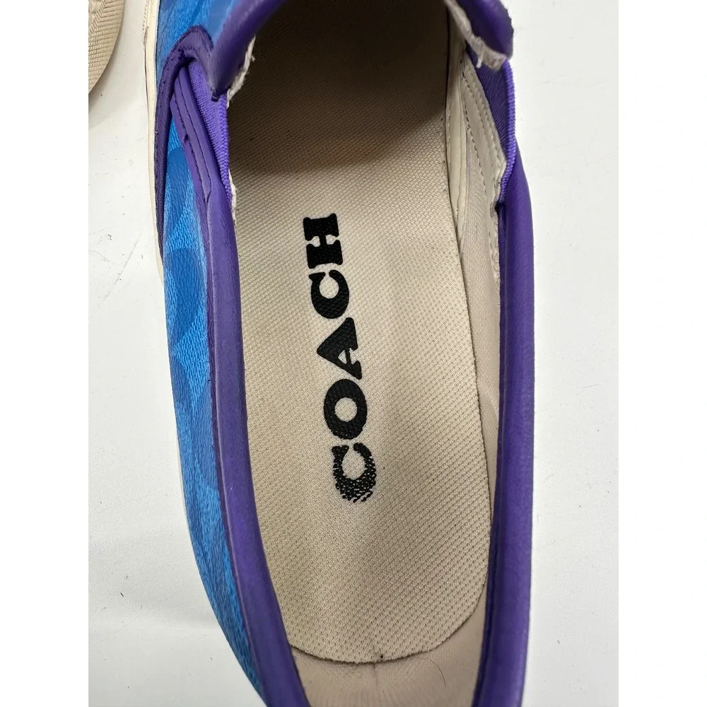 Coach Men's‎ Signature C Monogram Slip On Canvas Sneakers Blue Purple Size 7D - Picture 7 of 8